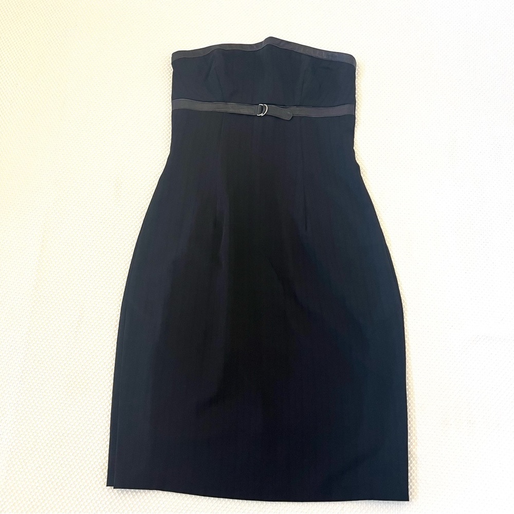 Bebe Black Faux Leather Belt Strapless Dress B18/19 - Picture 1 of 10